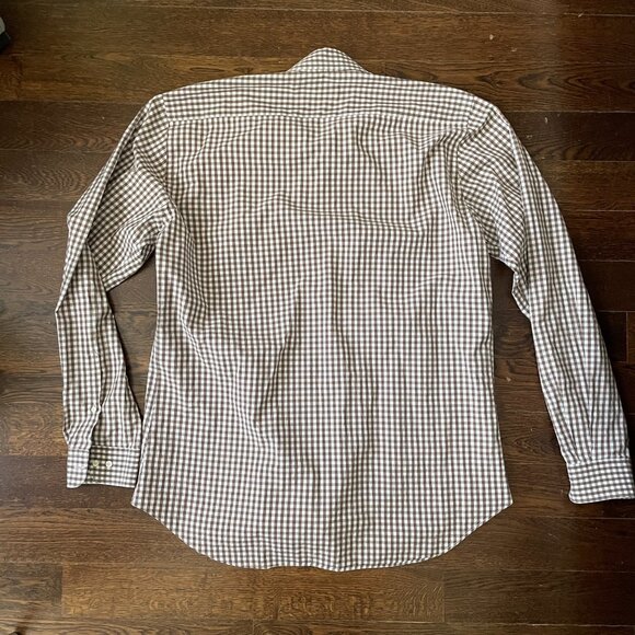Etro Men's 100% Cotton Brown White Checkered Plaid Shirt-Sz.43 (XL) - Picture 5 of 10